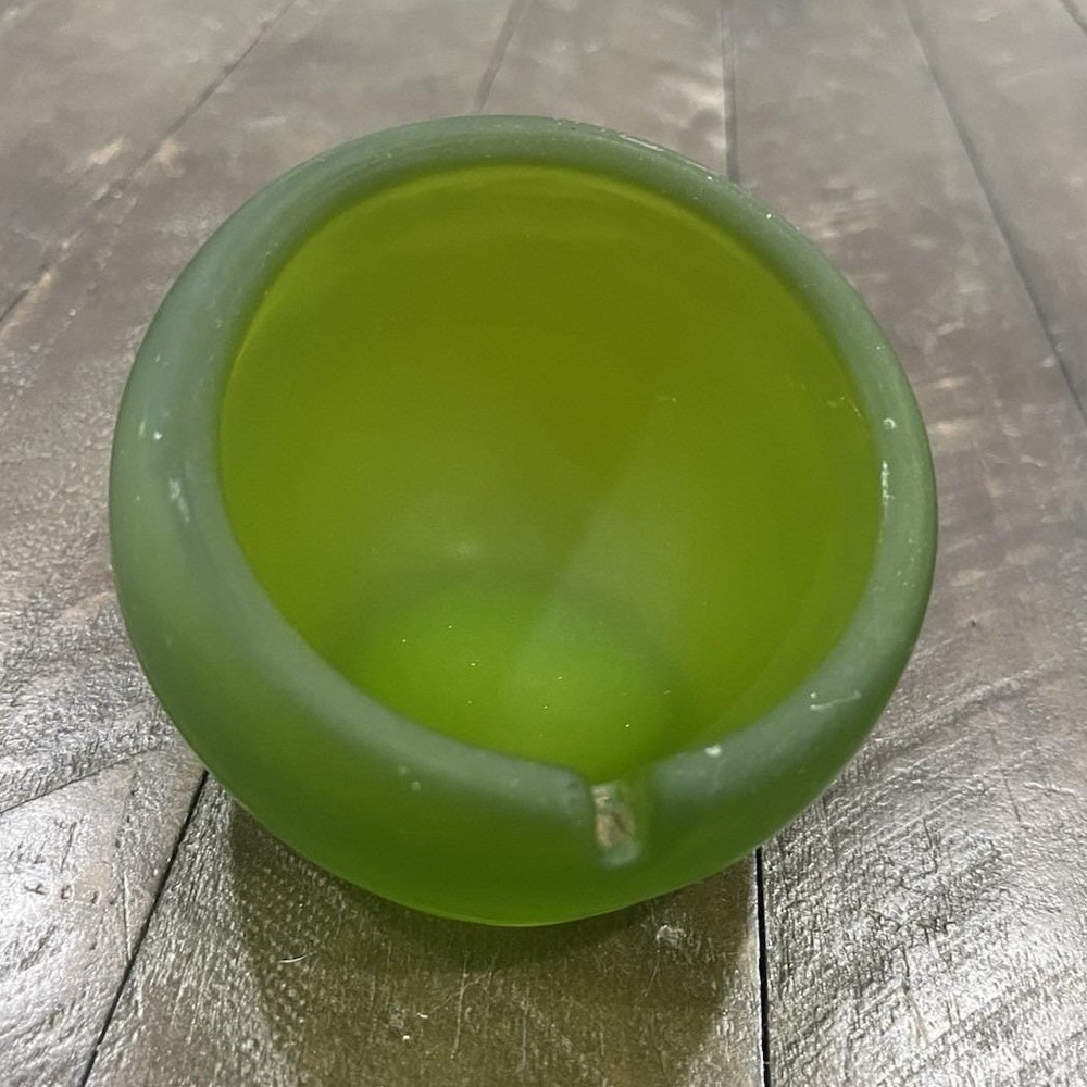 Vintage‎ Viking Orb Ashtray Slanted Sphere Satin Green Glass 4"